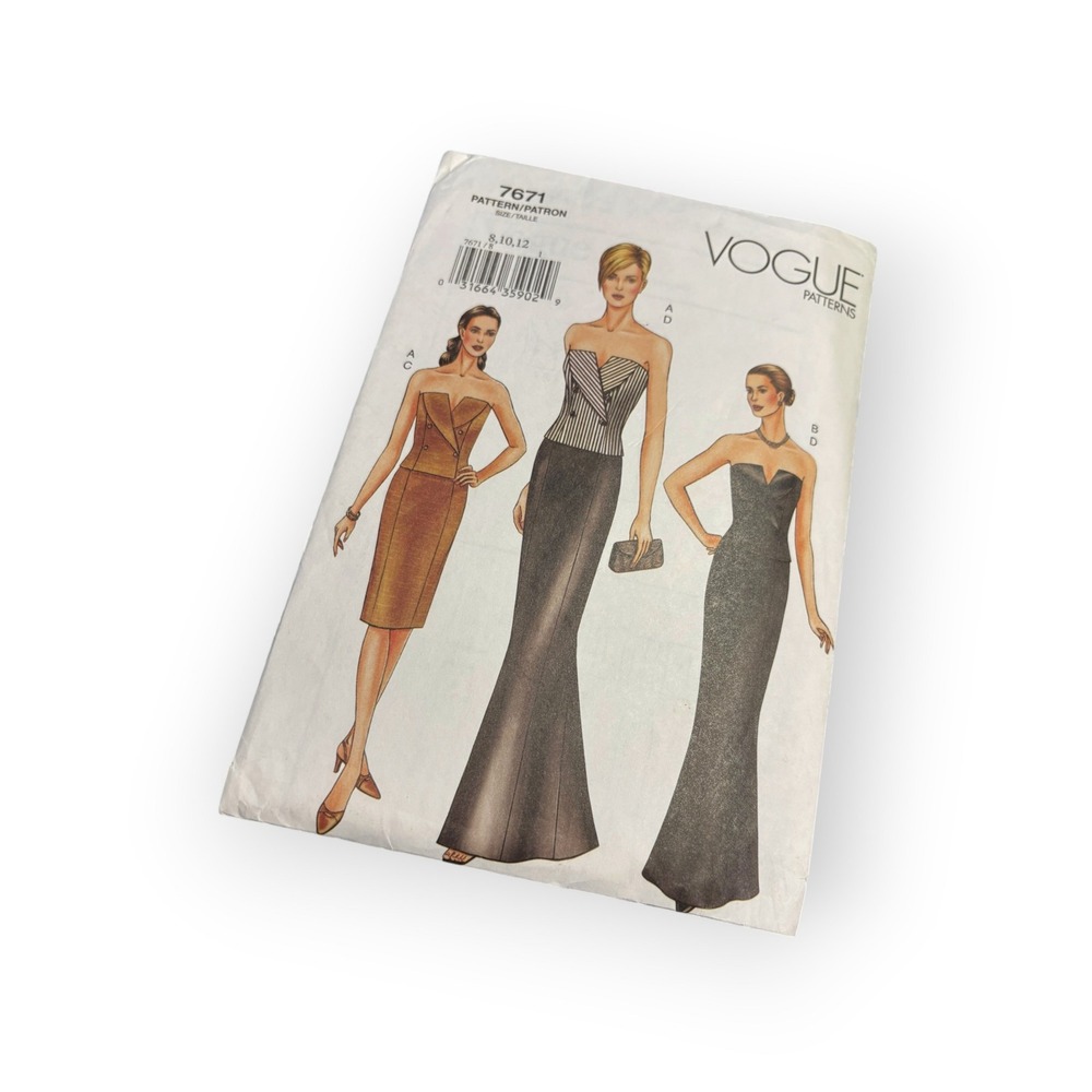 Vogue 7671 Sewing Pattern Evening Gown Top Skirt Set Multi Size 8-12 Good Uncut
